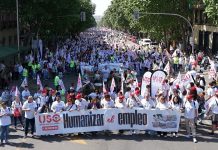 La delegación cántabra de USO participa en el 1º de Mayo más multitudinario en Madrid en un ambiente festivo y sin incidentes