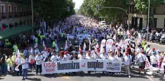 La delegación cántabra de USO participa en el 1º de Mayo más multitudinario en Madrid en un ambiente festivo y sin incidentes